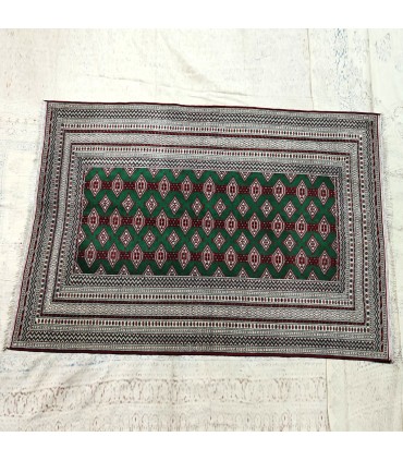 Tapete turcomano do Mar Cáspio - Desenho geométrico de banda Bazoo - 190x138 cm